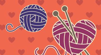 Illustration of crochet yarn and needles.