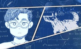 Illustration of a boy with glasses and a dog.