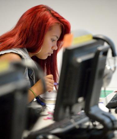 Redhead Student in Math Lab