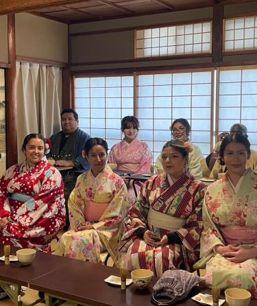 ELAC students dressed in traditional kimonos, Japan Program, Winter '25