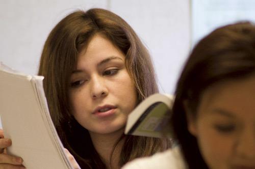 Student Reading his Notes