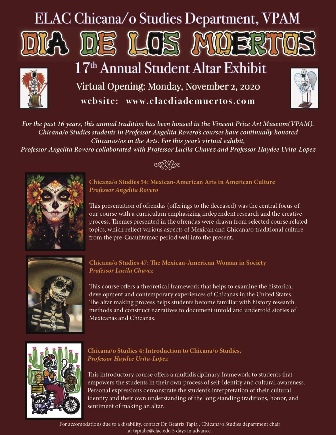 Dia de los Muertos Altar Exhibit Flyer