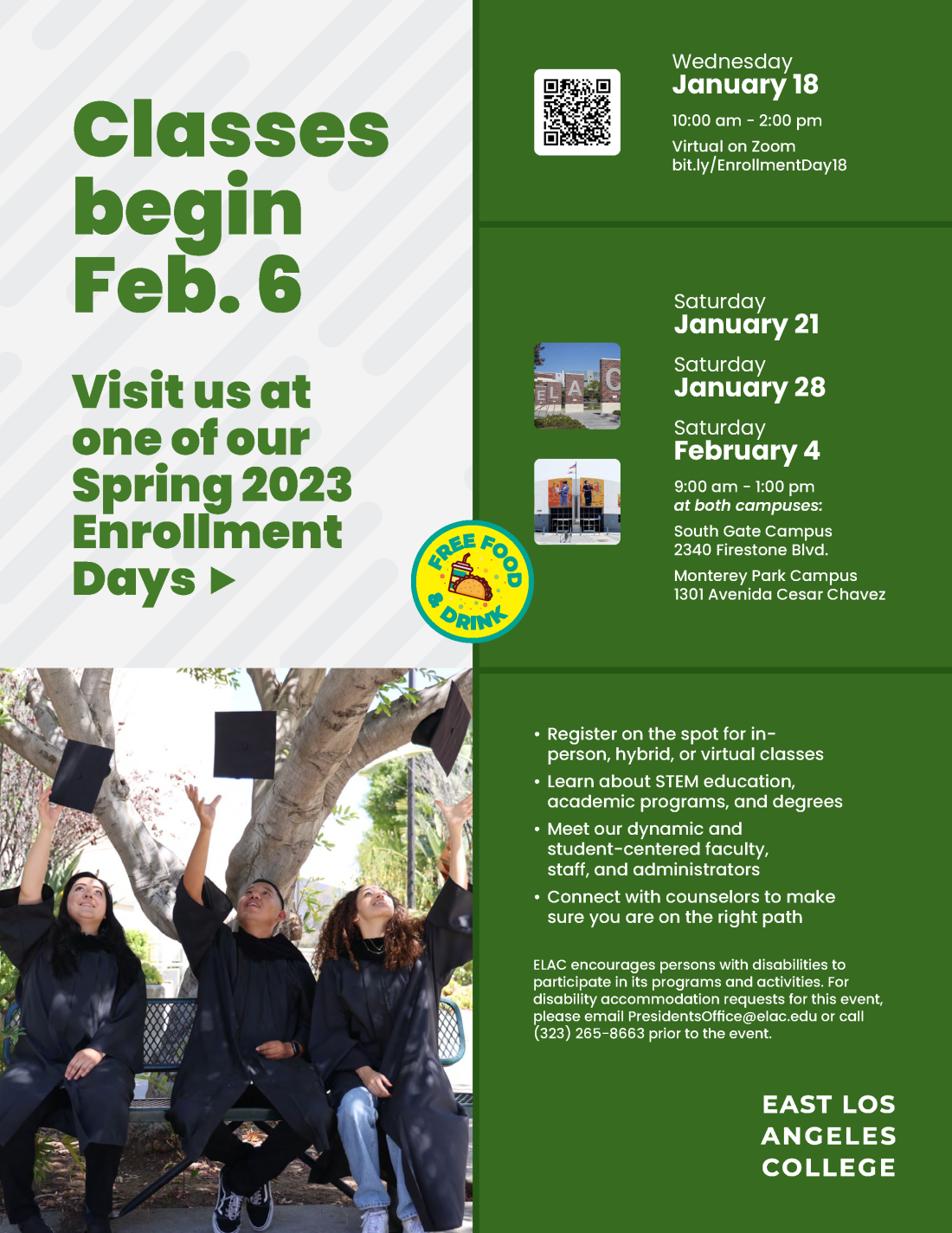 January Enrollment Days Flyer. Click for accessible PDF.