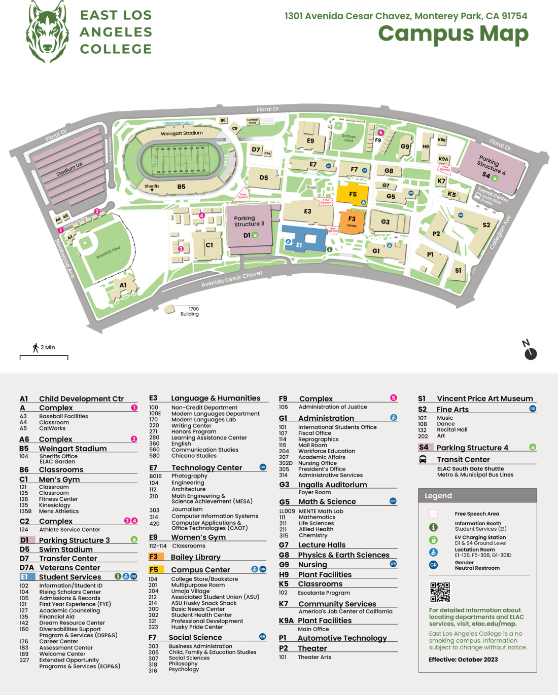 ELAC Campus Map October 2023