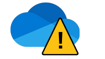 Yellow Warning Sign on OneDrive Icon
