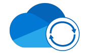 OneDrive circular arrows over cloud icon