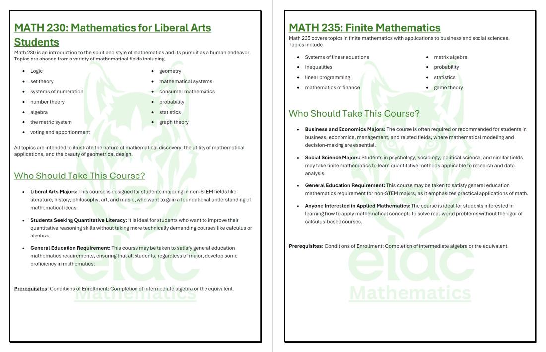 2  non STEM math classes
