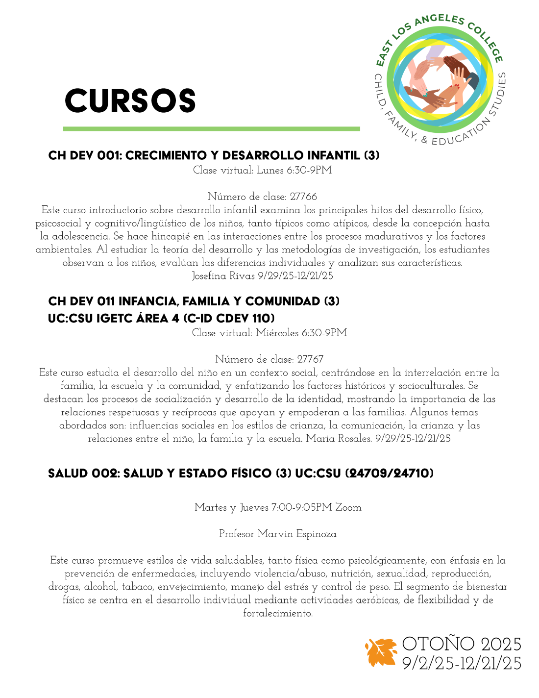 Classes in Spanish Fall 1