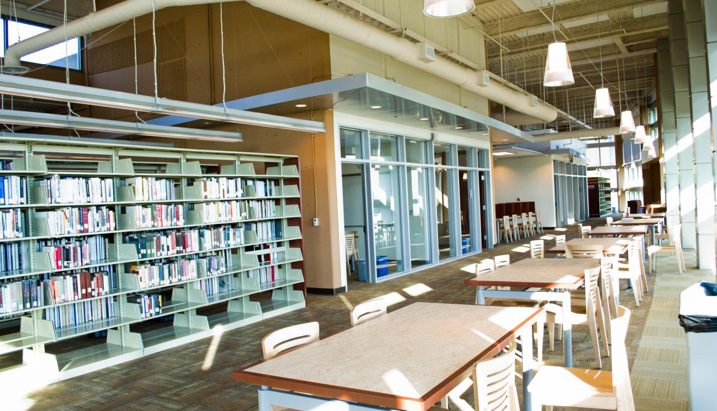 Books shelves, study rooms, and study tables