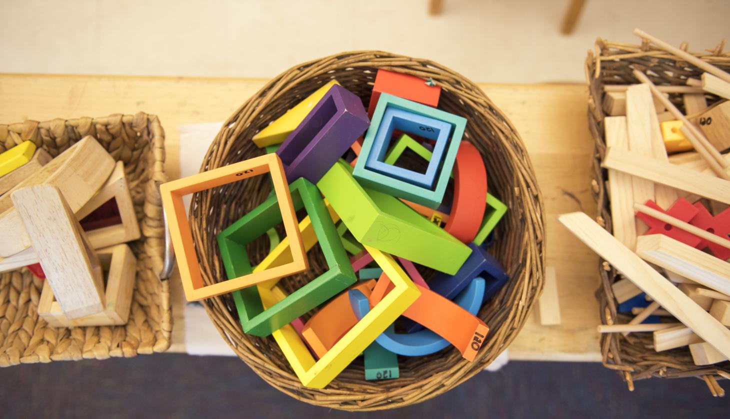 Supplies in an early learning classroom