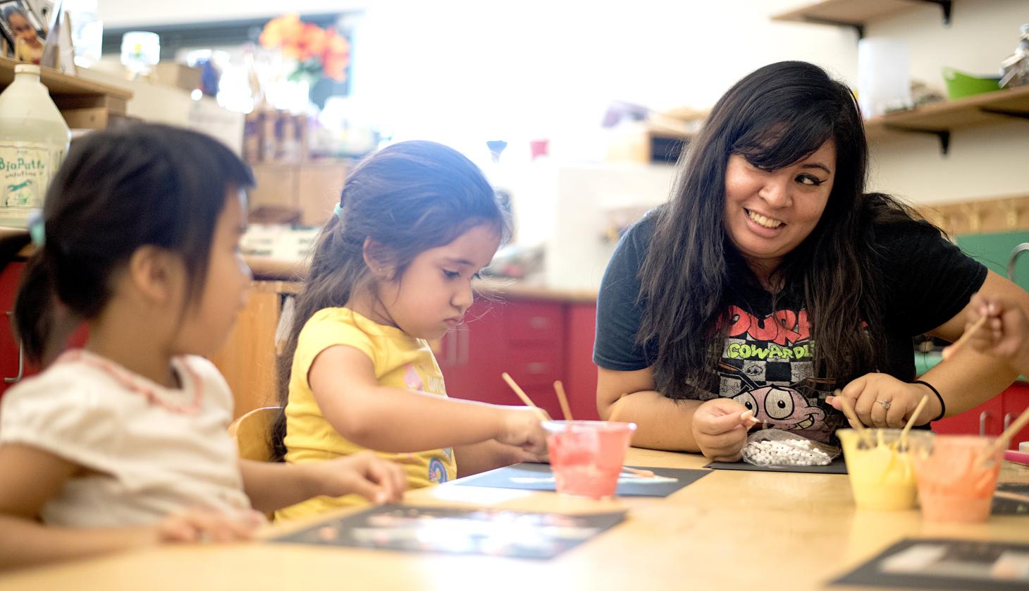 Instructor with children