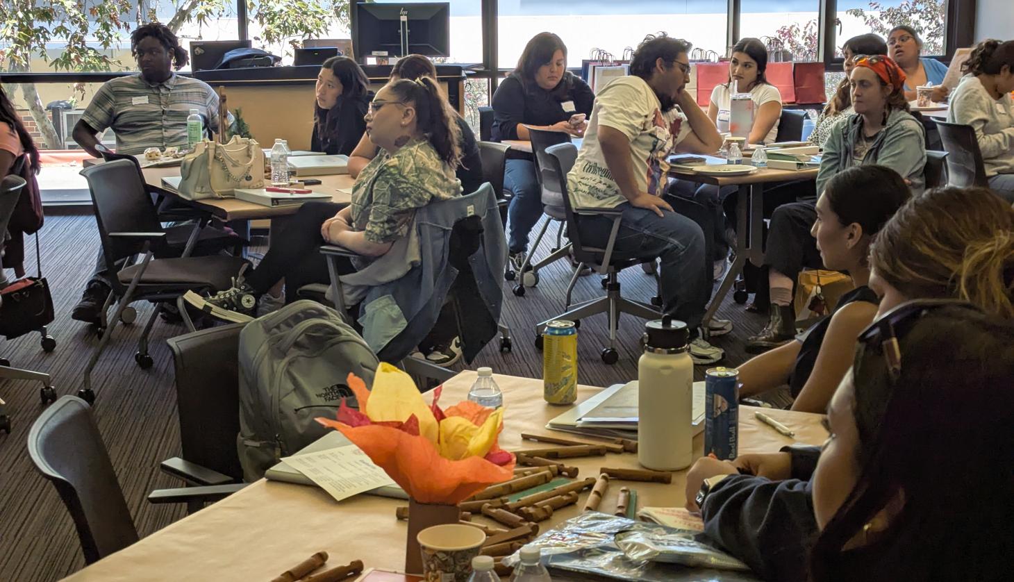 students sitting at tables